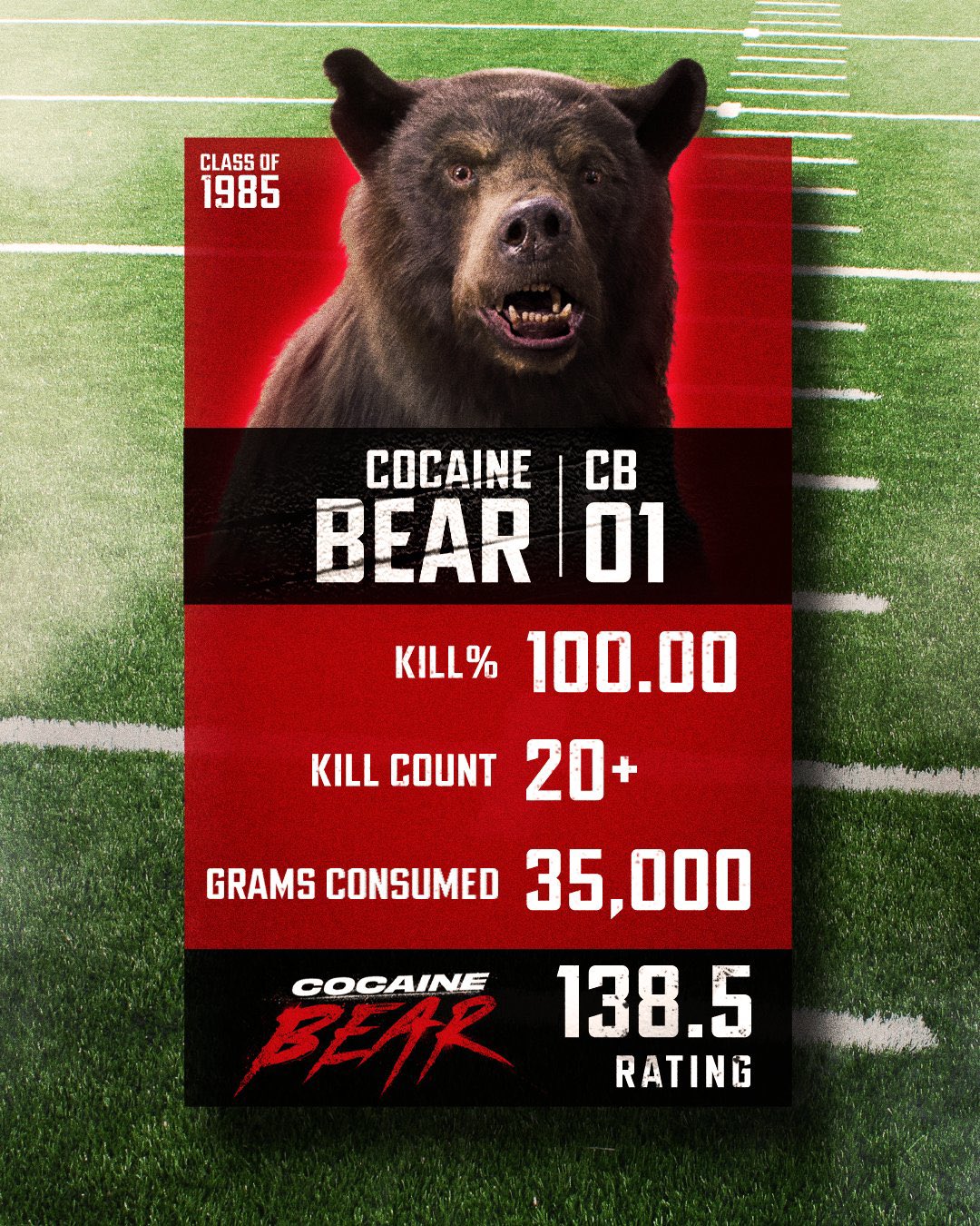 Cocaine Bear Gets Hilarious Super Bowl Poster - Entertainer.news