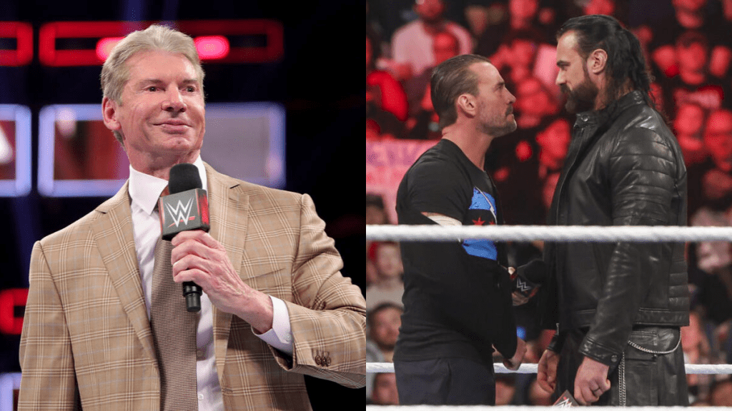 Vince McMahon and WWE Superstars CM Punk and Drew McIntyre