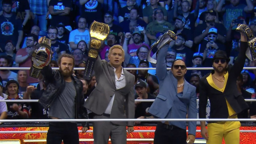 The Elite in AEW consists of The Young Bucks, Jack Perry, and Kazuchika Okada