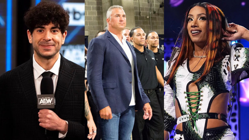 AEW President Tony Khan and former WWE stars Shane McMahon & Mercedes Mone