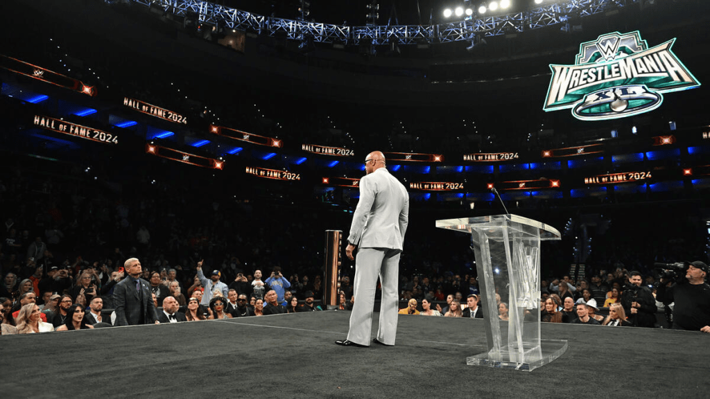 The Rock and Cody Rhodes had a tense stare-down at the WWE Hall of Fame prior to WrestleMania 40