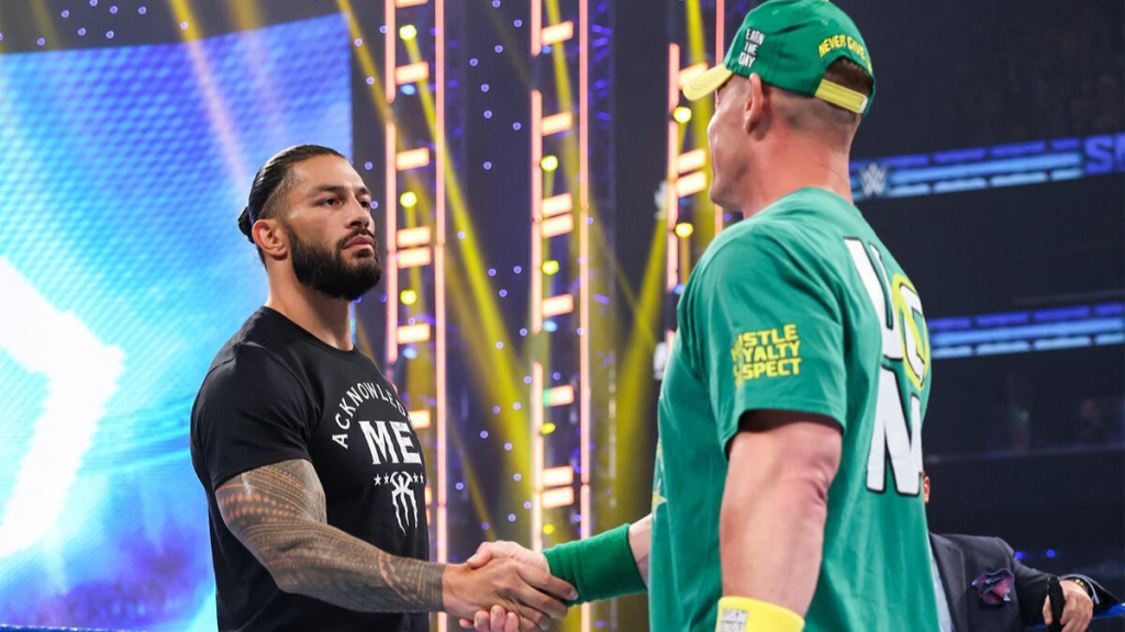 WWE Superstars Roman Reigns and John Cena