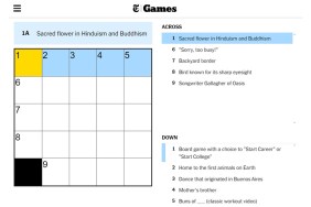 Secret Flower in Hinduism and Buddhism NYT Crossword Mini October 29 2024 Tuesday