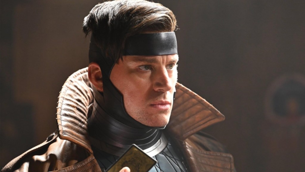 Channing Tatum holds a card as Gambit.