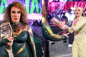 Nia Jax and Tiffany Stratton at WWE Crown Jewel 2024