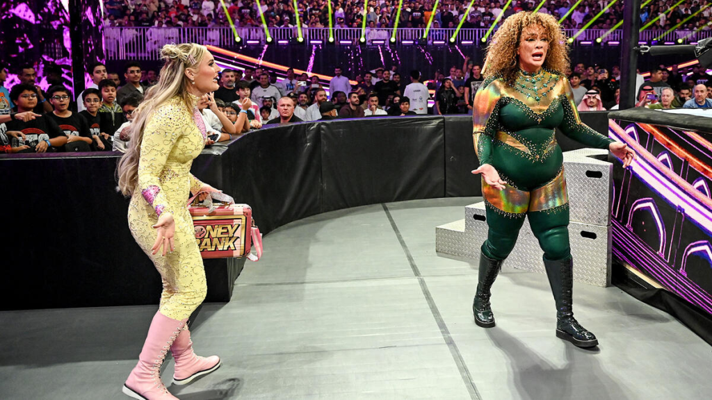 Tiffany Stratton & Nia Jax at WWE Crown Jewel 2024