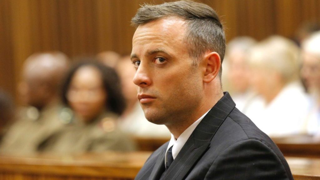 South African Paralympian Oscar Pistorius looks on inside the dock at the high court in Pretoria, on June 14, 2016 on the second day of South African Paralympian Oscar Pistorius pre sentencing hearing set to send him back to jail for murdering his girlfriend three years ago. The double-amputee killed Reeva Steenkamp, a model and law graduate, in the early hours of Valentine's Day in 2013, saying he mistook her for an intruder when he fired four times through the door of his bedroom toilet.