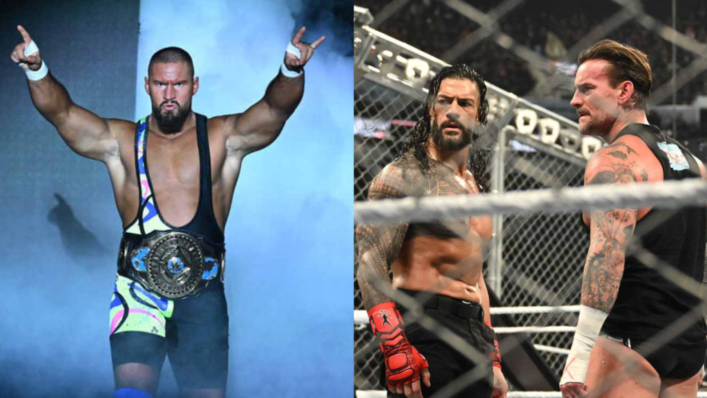 WWE Superstars Bron Breakker, Roman Reigns and CM Punk