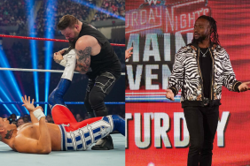 Kofi Kingston reacts to Kevin Owens' attack on Cody Rhodes at WWE Saturday Night's Main Event.