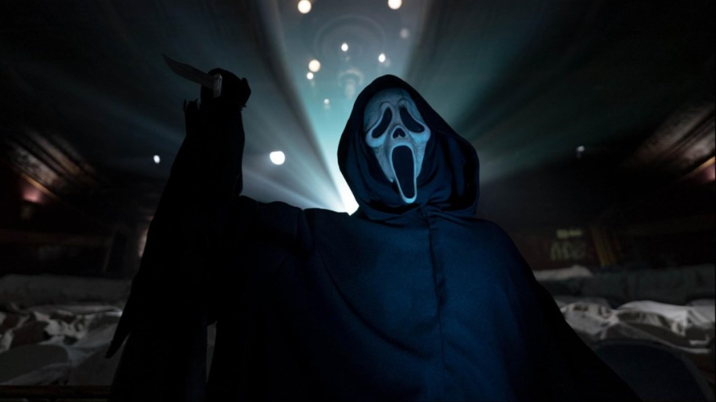 Ghostface holds a sword in Scream VI.