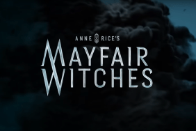 Title card for Anne Rice's Mayfair Witches against black clouds. Fans want to know how Many Episodes of Mayfair Witches Season 2 Are Left.