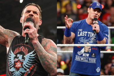 WWE Superstars CM Punk and John Cena.