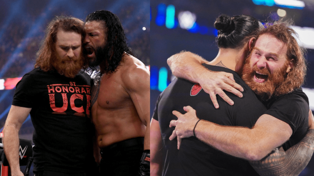 WWE Superstars Roman Reigns and Sami Zayn are part of The Bloodline.