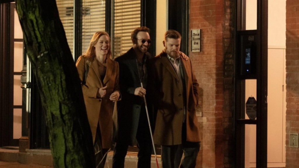 Karen, Matt, and Foggy walk down the street in Daredevil: Born Again.