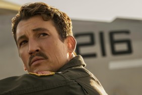 Miles Teller looks back in Top Gun: Maverick.