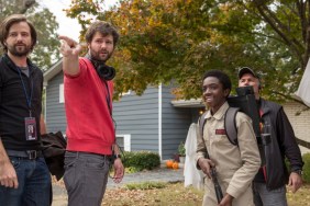 The Duffer Brothers stand on the set of Stranger Things.