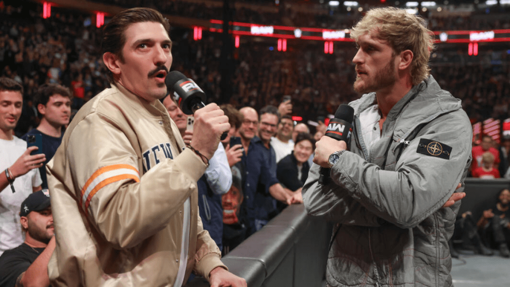 Andrew Schulz and Logan Paul on WWE RAW.